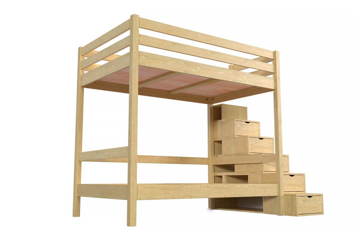 abc meubles letto a castello 4 persone adulti legno scale cubo sylvia - 120x200 - miele