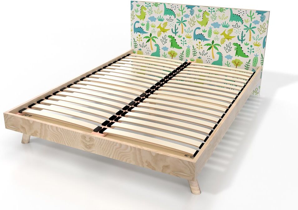 ABC MEUBLES Letto scandinavo Viking 2 posti legno - 140x200 - Dinosauro Decor