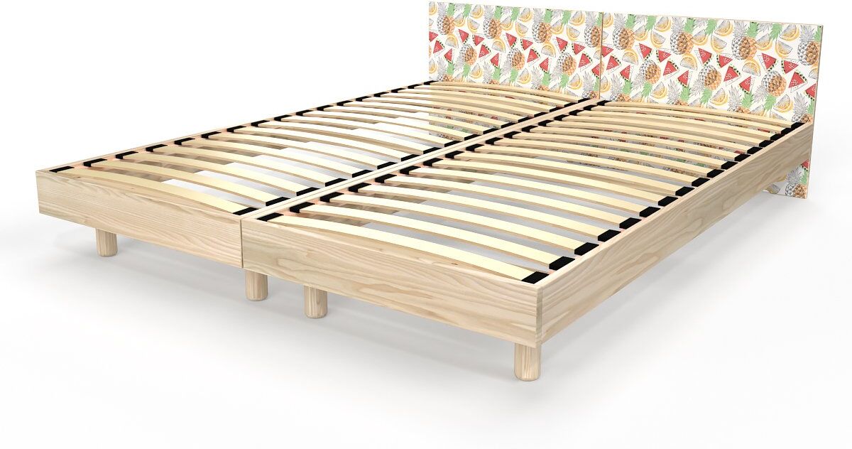 ABC MEUBLES Letti gemelli in legno massiccio con testiere Twin - 80x190 - Decorazione di frutta