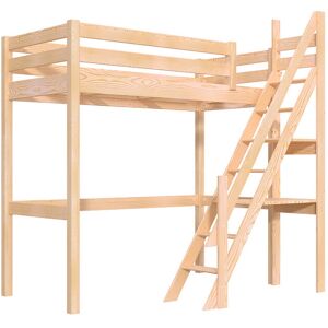 ABC MEUBLES Letto a soppalco in legno Sylvia 90x200 con scala a mugnaio - Legno Grezzo (senza vernice) ABC MEUBLES Letto a soppalco in legno Sylvia 90x200 con scala a mugnaio - Legno Grezzo (senza vernice)