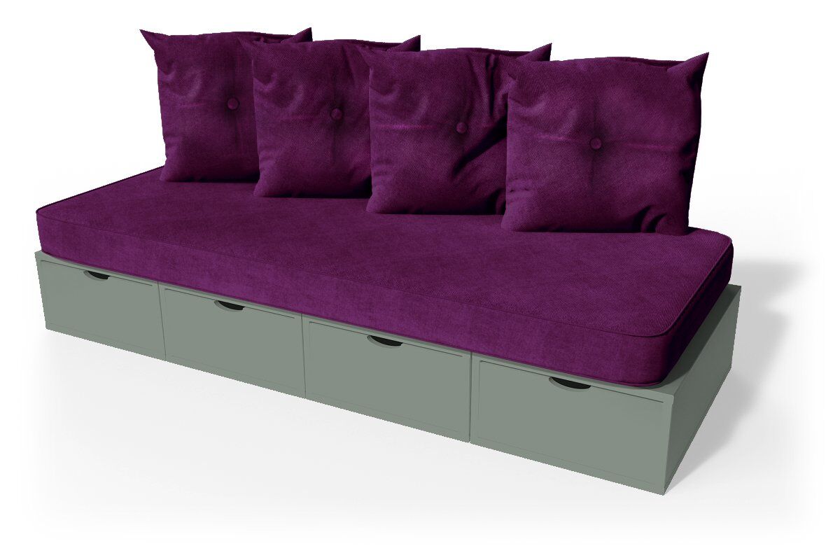 ABC MEUBLES Panchina cubo 200 cm + futon + cuscini -  - Grigio