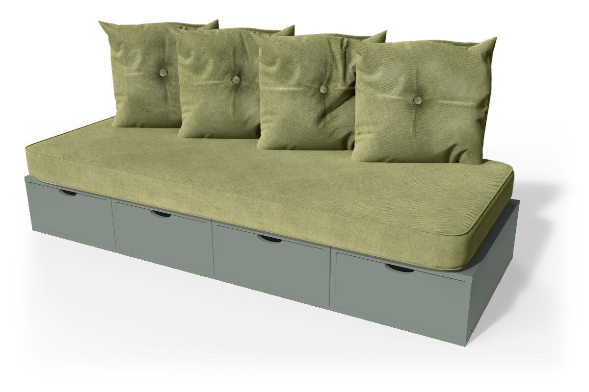 ABC MEUBLES Panchina cubo 200 cm + futon + cuscini -  - Grigio