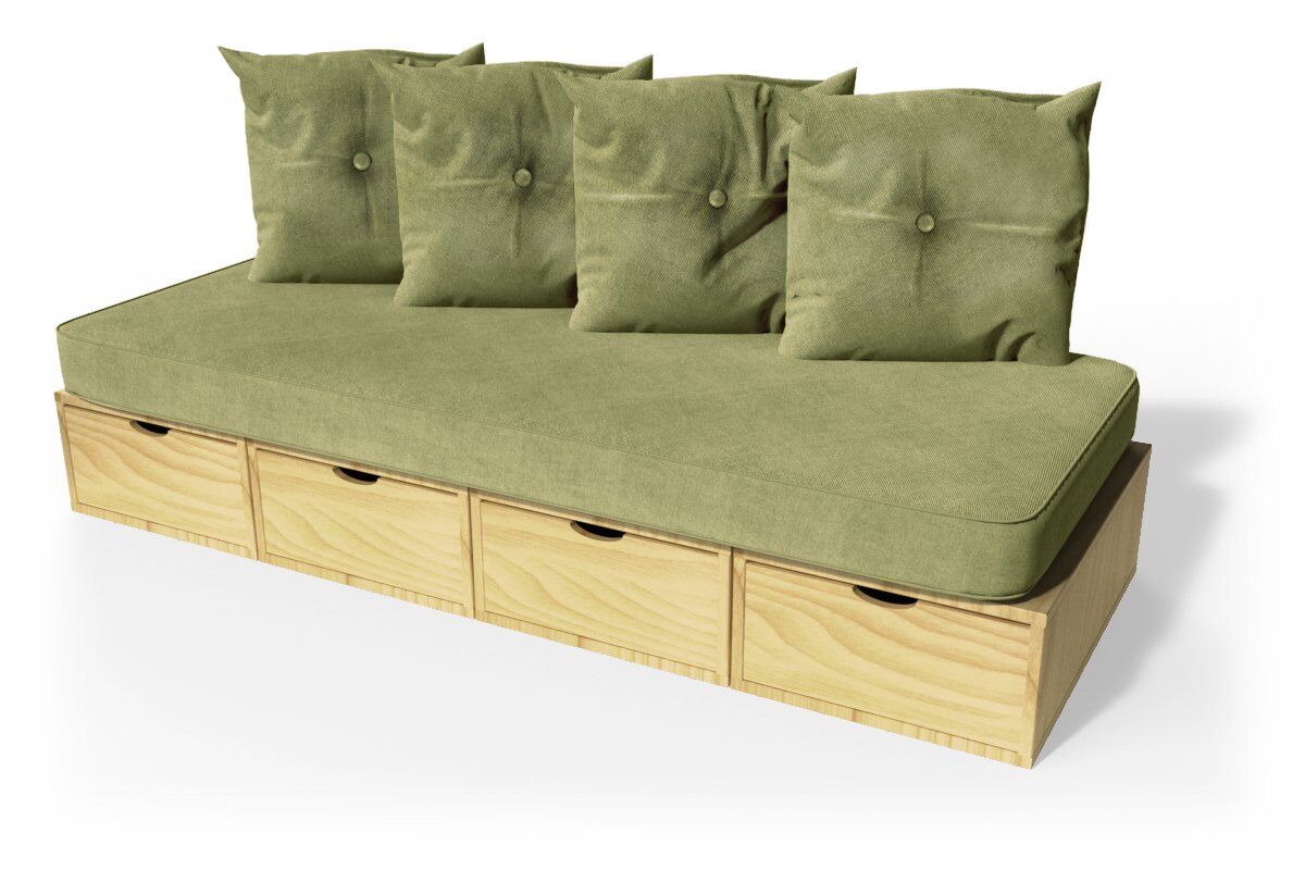 ABC MEUBLES Panchina cubo 200 cm + futon + cuscini -  - Miele
