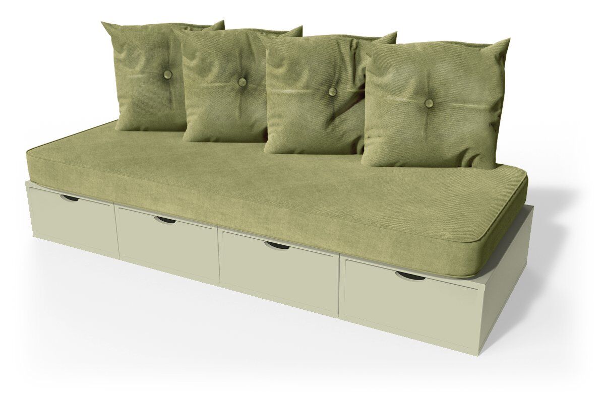ABC MEUBLES Panchina cubo 200 cm + futon + cuscini -  - Moca