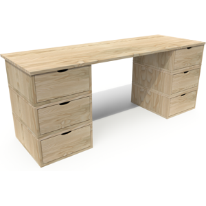 ABC MEUBLES Scrivania Cubo lunga con 6 cassetti -  - Legno Grezzo