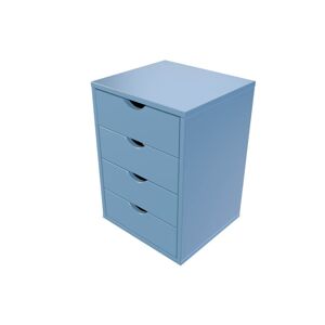 ABC MEUBLES Piedistallo a 4 cassetti in legno massiccio -  - Polvere blu