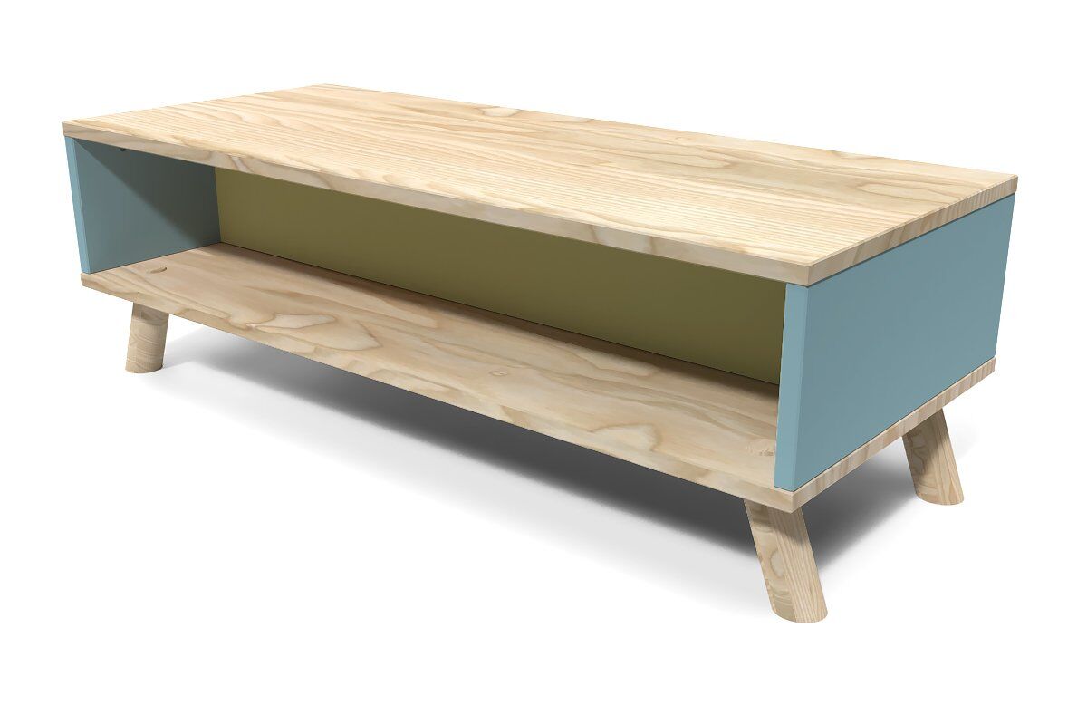 ABC MEUBLES Tavolino rettangolare scandinavo legno Viking -  - Pastello Blu, Giallo