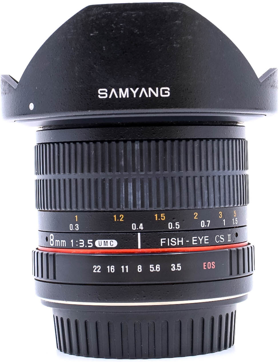 samyang 8mm f/3.5 asph if mc fisheye cs ii dh canon ef -s fit (condition: good)