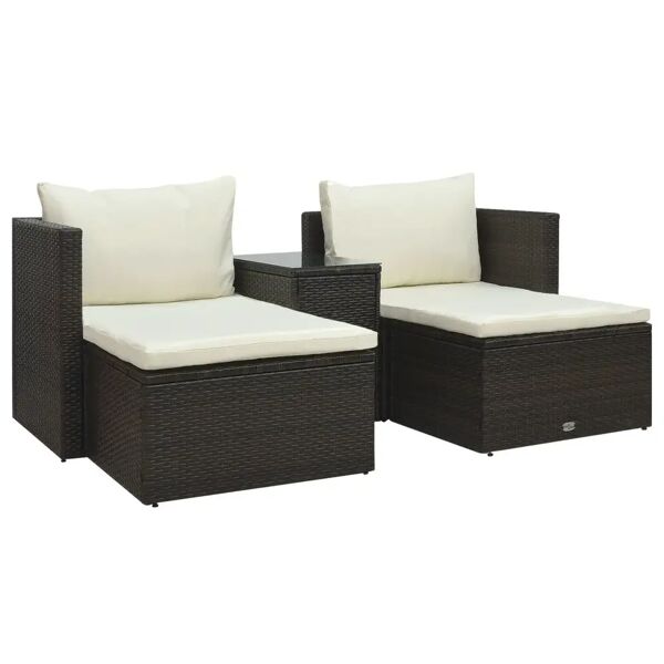 vidaxl set divani da giardino 5 pz con cuscini in polyrattan marrone