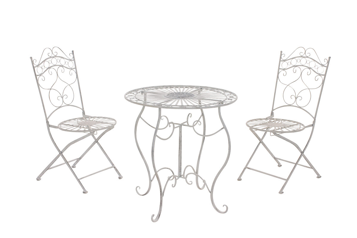 set da giardino indra, tavolo + 2 sedie – lo stile shabby per il tuo giardino!