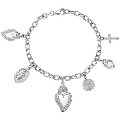 Amen Bracciale Con Charms Pendenti Donna Argento 925 Gioiello Sacro Cuore BRSCMB Amen Bracciale Con Charms Pendenti Donna Argento 925 Gioiello Sacro Cuore BRSCMB