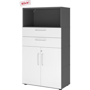 hjh OFFICE PRO FlexWall   Altezza 4 raccoglitori   ante + cassetti + unità   con piedini regolabili - Grafite/Bianco