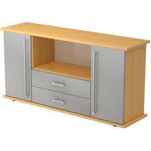 hjh OFFICE PRO KAPA SB   Madia   con ante + cassetti - Faggio/Argento Credenza maniglia in metallo cromato