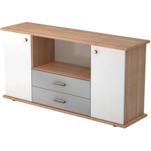 hjh OFFICE PRO KAPA SB   Madia   con ante + cassetti - Noce/Bianco Credenza maniglia in plastica