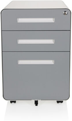 hjh OFFICE COLOR PLUS I   Metallo - Cassettiera con rotelle  bianco / grigio