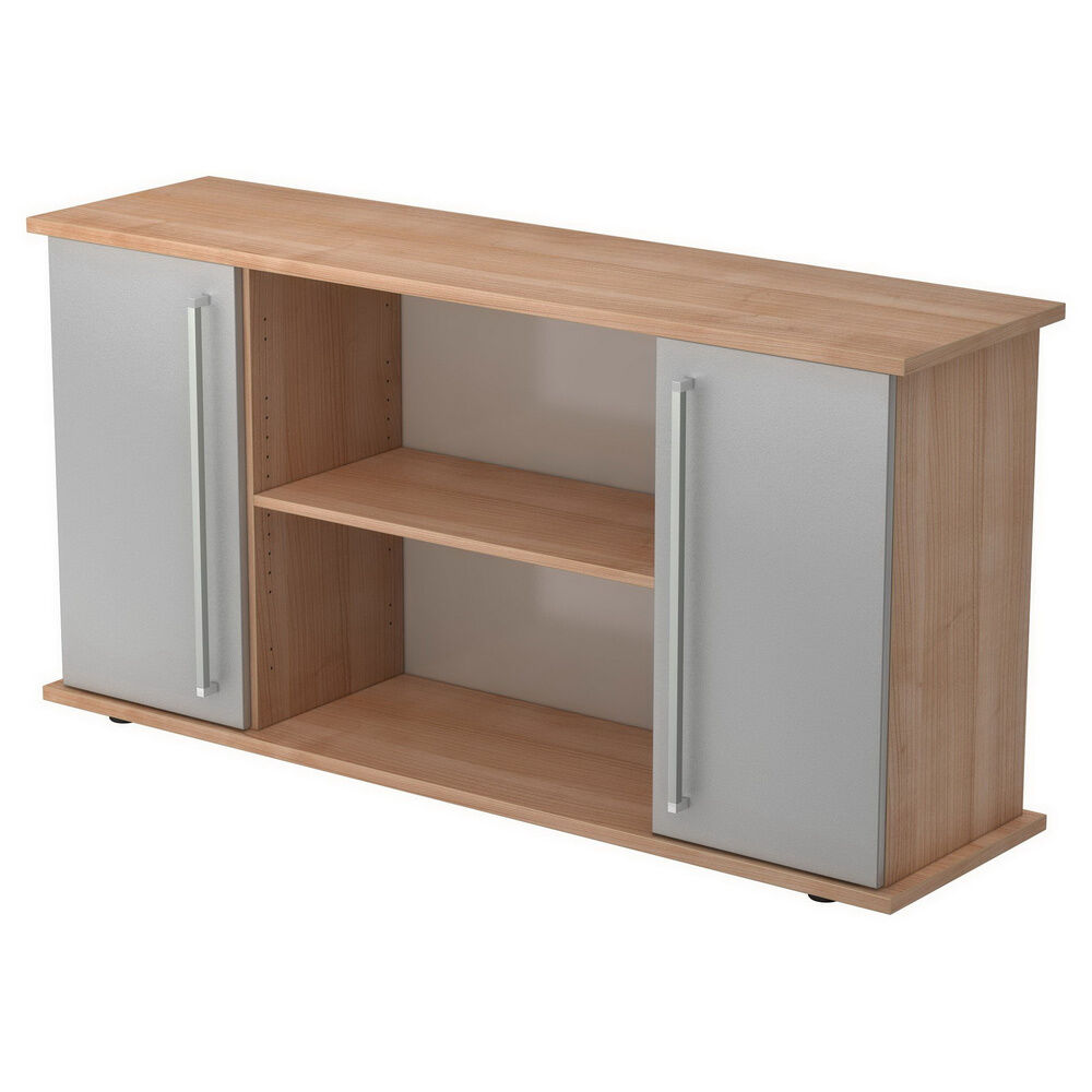 hjh OFFICE PRO KAPA SB   Madia   con ante - Noce/Argento Credenza maniglia in metallo cromato