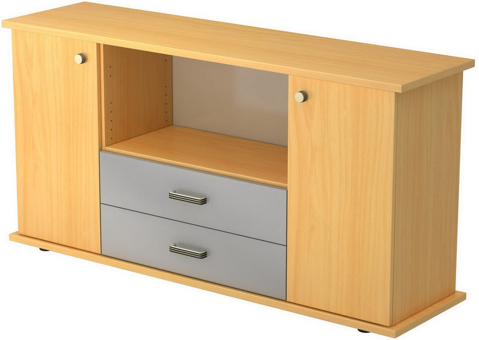 hjh OFFICE PRO KAPA SB   Madia   con ante + cassetti - Faggio Credenza maniglia in plastica