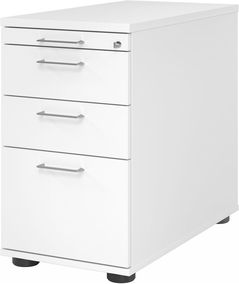 hjh OFFICE PRO SIGNA SC40 BS - Cassettiera con rotelle  Bianco Legno contenitore porta documenti