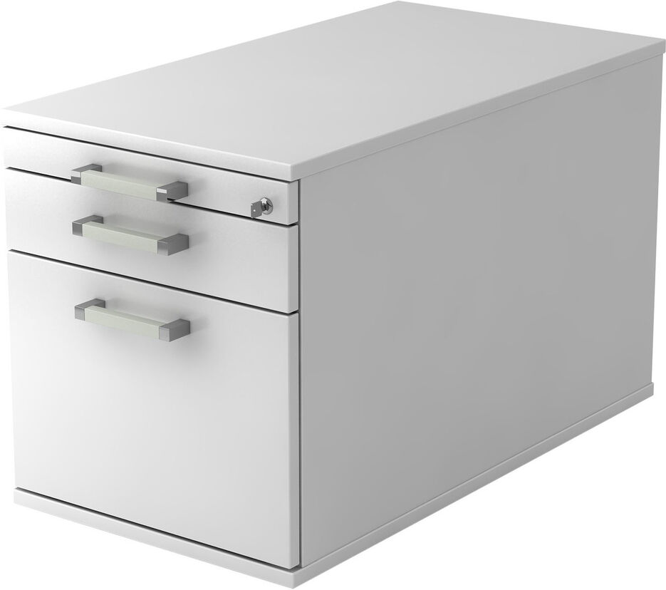 hjh OFFICE PRO SIGNA TC20 CE - Cassettiera con rotelle  Bianco Legno contenitore porta documenti maniglia in metallo cromato