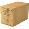 hjh OFFICE PRO SIGNA TC30 CE - Cassettiera con rotelle  Faggio Legno con 3 cassetti maniglia in metallo cromato