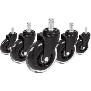 hjh OFFICE 5x ROLO SKATE ST 11mm/75mm Pavimenti duri - Rotelle per Sedia  Nero / Trasparente