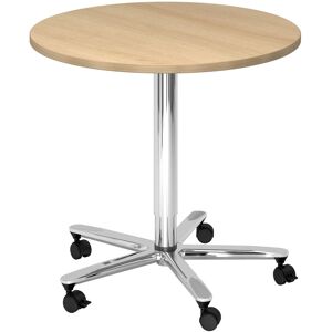 hjh OFFICE PRO BISTRO 80R C - Sistema tavolo da conferenza cromo Quercia Ø 80