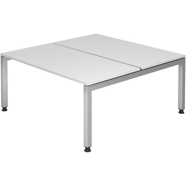 hjh office pro java d 16 s   doppia scrivania - bianco regolabile in altezza 160 x 162,5