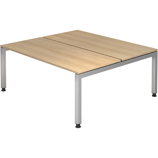 hjh office pro java d 19 s   doppia scrivani - quercia regolabile in altezza 180 x 162,5