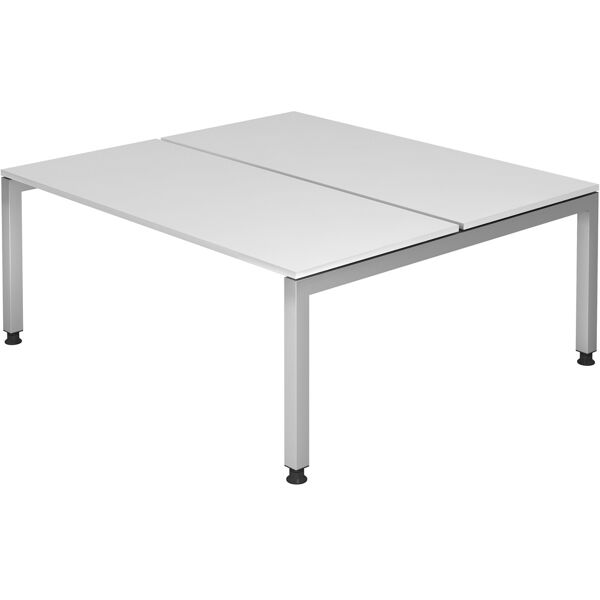 hjh office pro java d 19 s   doppia scrivani - bianco regolabile in altezza 180 x 162,5