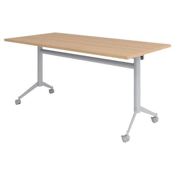 hjh office pro kala 16   tavolo pieghevole mobile   160 cm   argento - tavolo della conferenza quercia