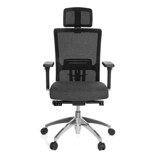 hjh OFFICE ASTRA LUX tessuto/mesh - Sedia da ufficio professionale Grigio / Nero