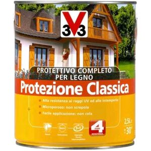 V33 Protettivo Completo Legno Protezione Classica Colore Noce Chiaro 2,5 Litri