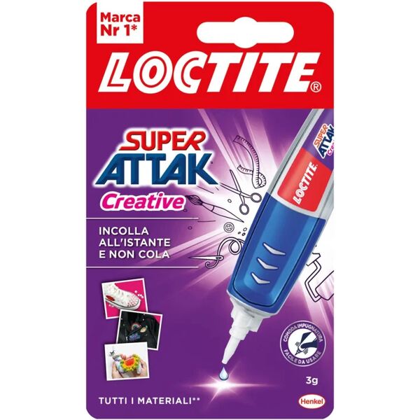 loctite colla in cianoacrilato per metallo, legno, ceramica, plastica, cuoio, tessuto  super attak creative 3 g