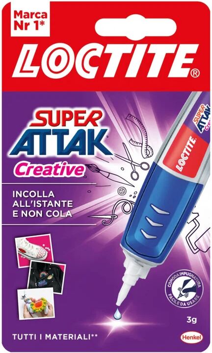 loctite colla in cianoacrilato per metallo, legno, ceramica, plastica, cuoio, tessuto  super attak creative 3 g