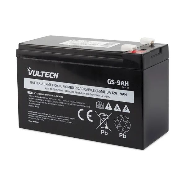 vultech batteria ermetica al piombo per ups  gs-9ah rev. 2.1 12v 9a