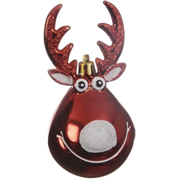 kaemingk decorazione per albero di natale renna  h 11.5 cm, l 11.5 cmx p 5.5 cm, , colore rosso