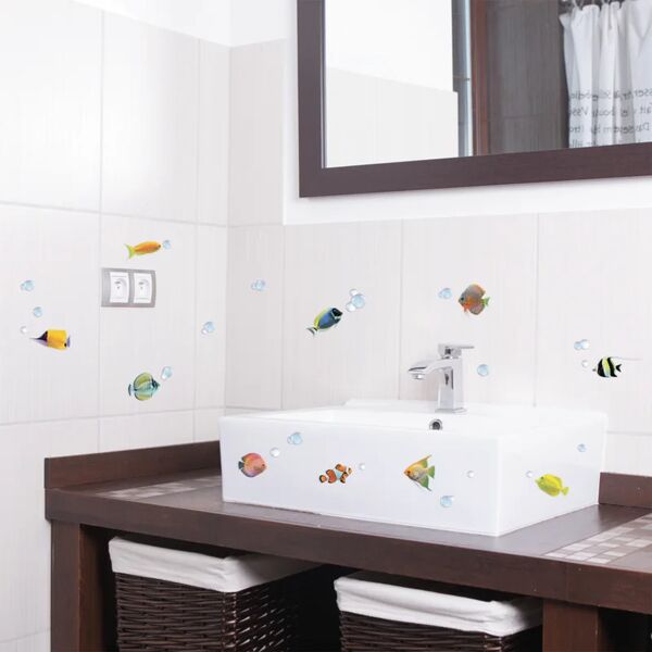 leroy merlin sticker creative colourful fishes 15x31 cm multicolore