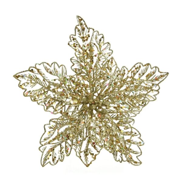 leroy merlin decorazione per albero di natale a forma di fiore in pvc  h 23.5 cm, l 23.5 cmx p 10 cm, , colore oro