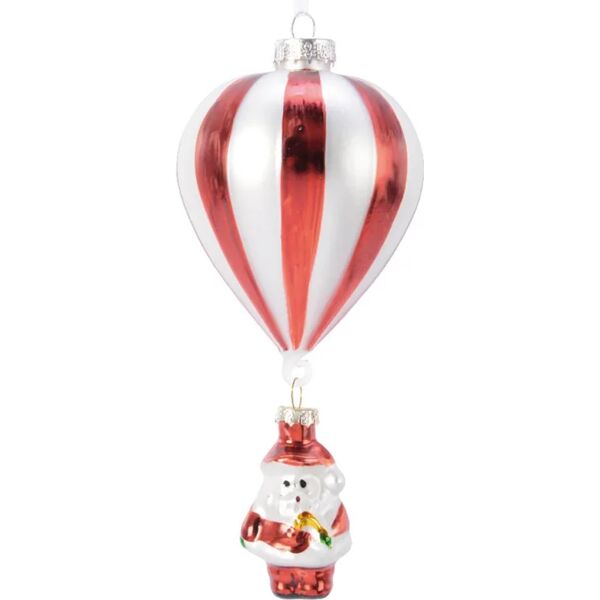 leroy merlin decorazione per albero di natale mongolfiera in vetro  h 15 cm, , colore bianco, rosso