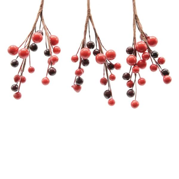 leroy merlin decorazione per albero di natale set 3 rametti con bacche  h 8 cm, , colore marrone rosso, 3 pezzi