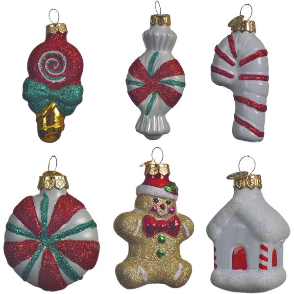 decoris decorazione per albero di natale in vetro  h 7.4 cm, l 3 cmx p 5 cm, , 24 pezzi