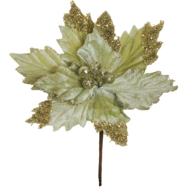 leroy merlin decorazione per albero di natale a forma di fiore  h 20 cm, , colore verde chiaro glitter