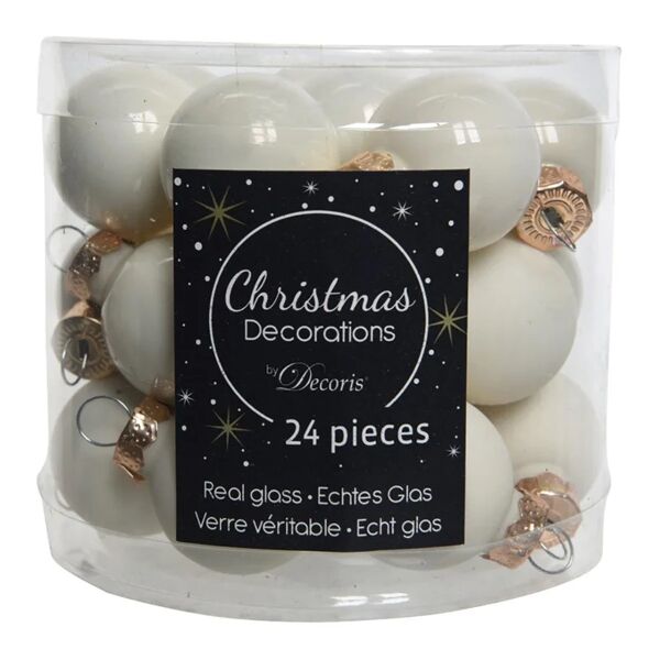 decoris set di palline natalizie in vetro bianco Ø 2.5 cm confezione da 24 pezzi
