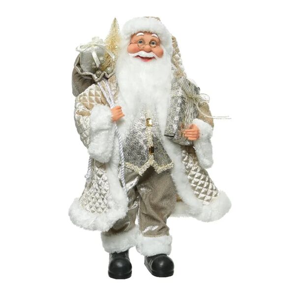 leroy merlin figura natalizia grigio / argento babbo natale in poliestere h 60 cm