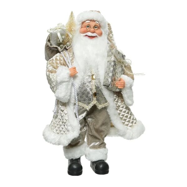 leroy merlin figura natalizia grigio / argento babbo natale in poliestere h 45 cm
