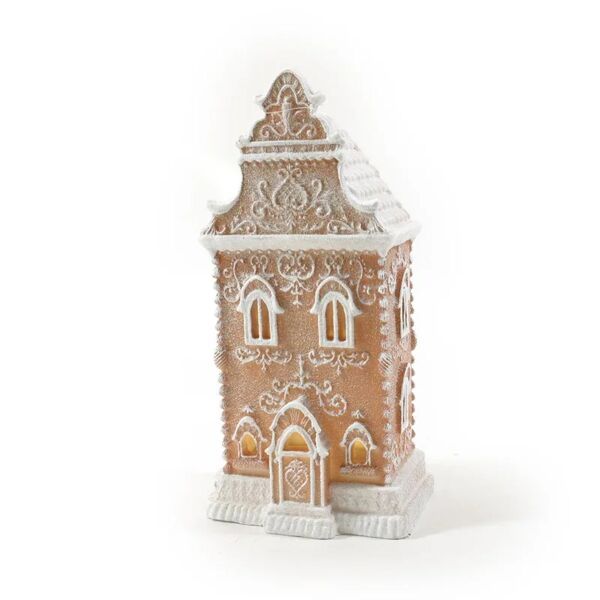 leroy merlin figura natalizia marrone e bianco casa marzapane in resina h 35 cm