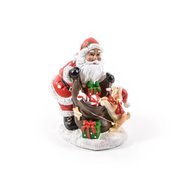 leroy merlin figura natalizia multicolore babbo natale con sacco in resina h 16 cm