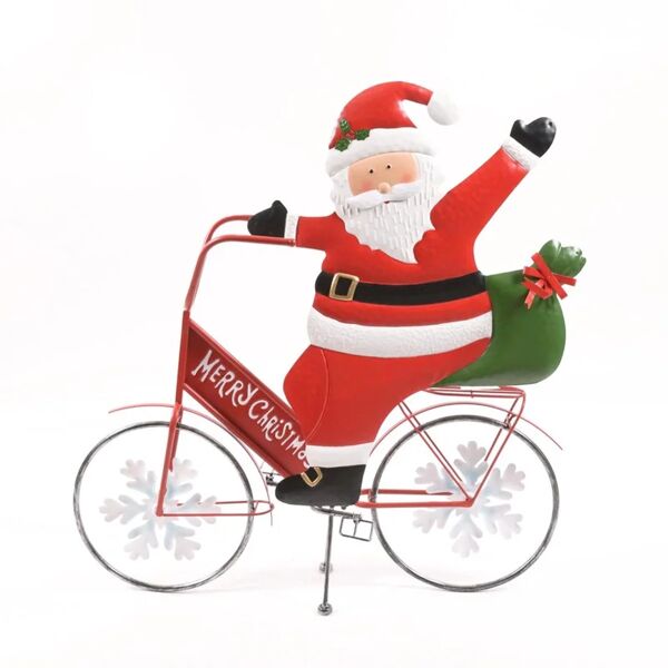 leroy merlin figura natalizia rosso e bianco babbo natale su bicicletta l 72 x p 25 x h 74.3 cm