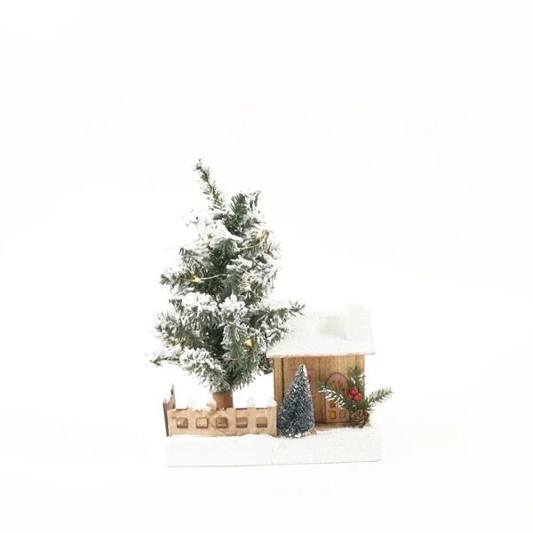 leroy merlin figura natalizia multicolore casa con albero in legno h 38 cm