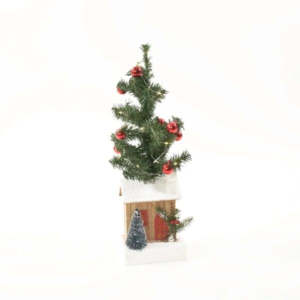 leroy merlin figura natalizia multicolore casa con albero in legno h 47 cm